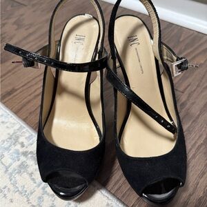 INC International Concepts Black Slingback Heels